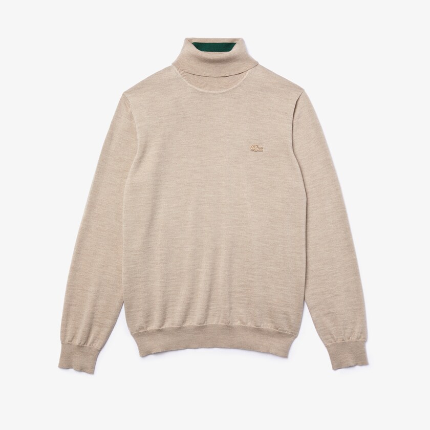 Suéteres Lacoste Masculino Bege Turtleneck Merino Wool AI2-10621Y0