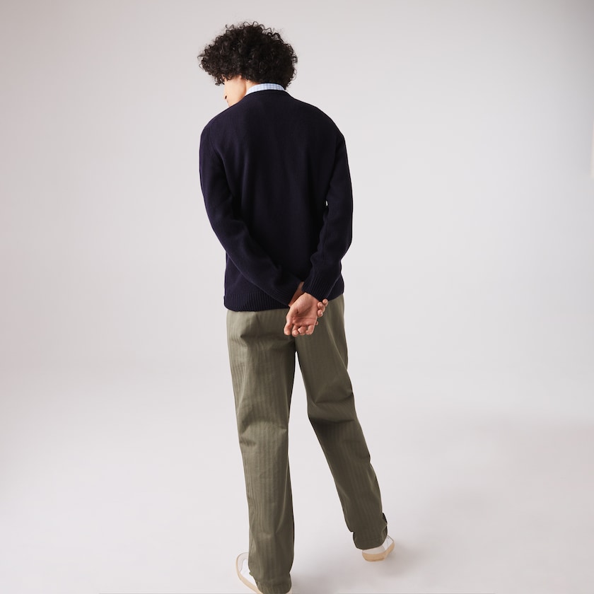 Suéteres Lacoste Masculino Azul Marinho Azuis V-Neck Wool FP5-36383P5