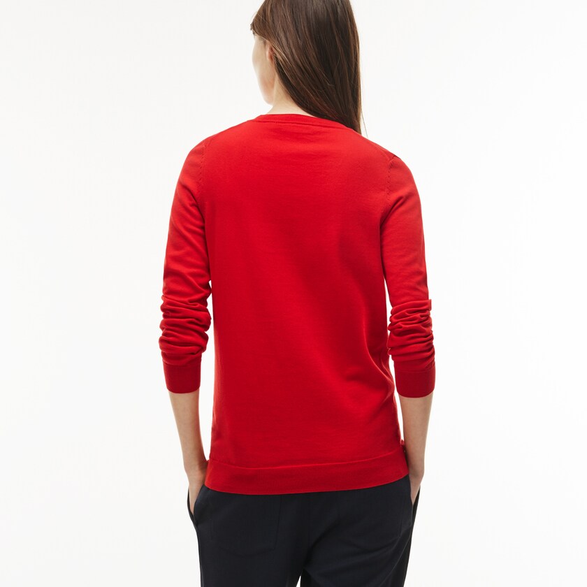 Suéteres Lacoste Feminino Vermelhas V-neck Jersey HL6-92349I6