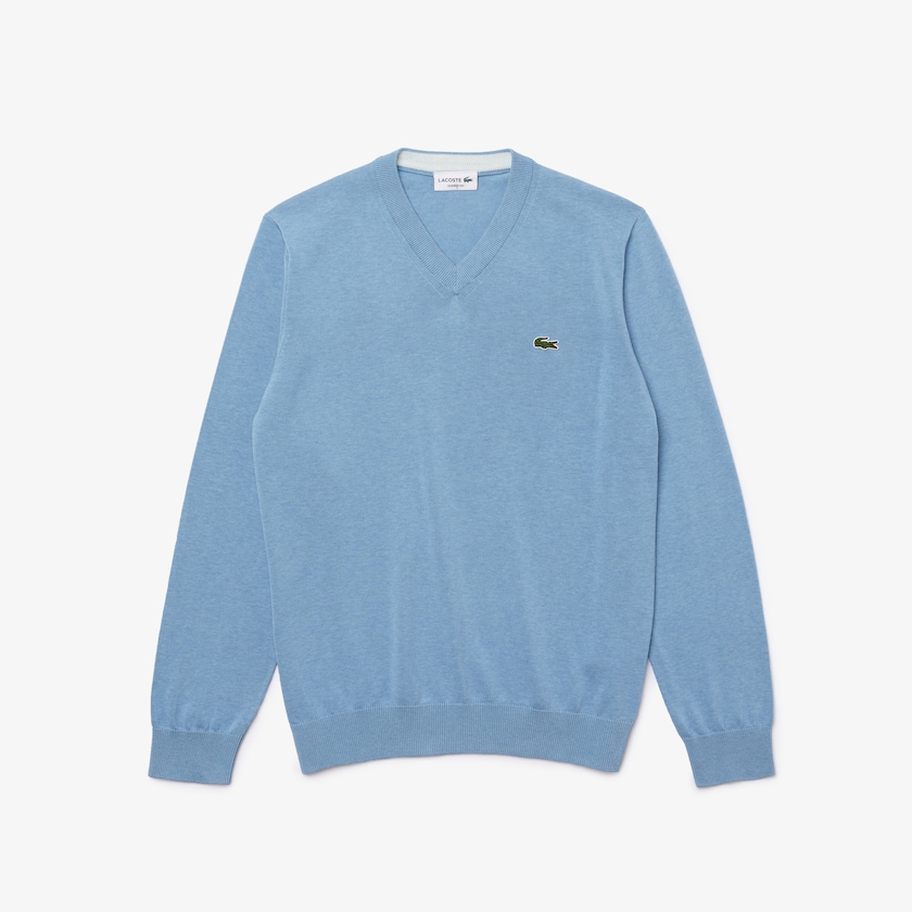 Suéteres Lacoste Masculino Azuis V-neck Organic Cotton BW9-98459U6