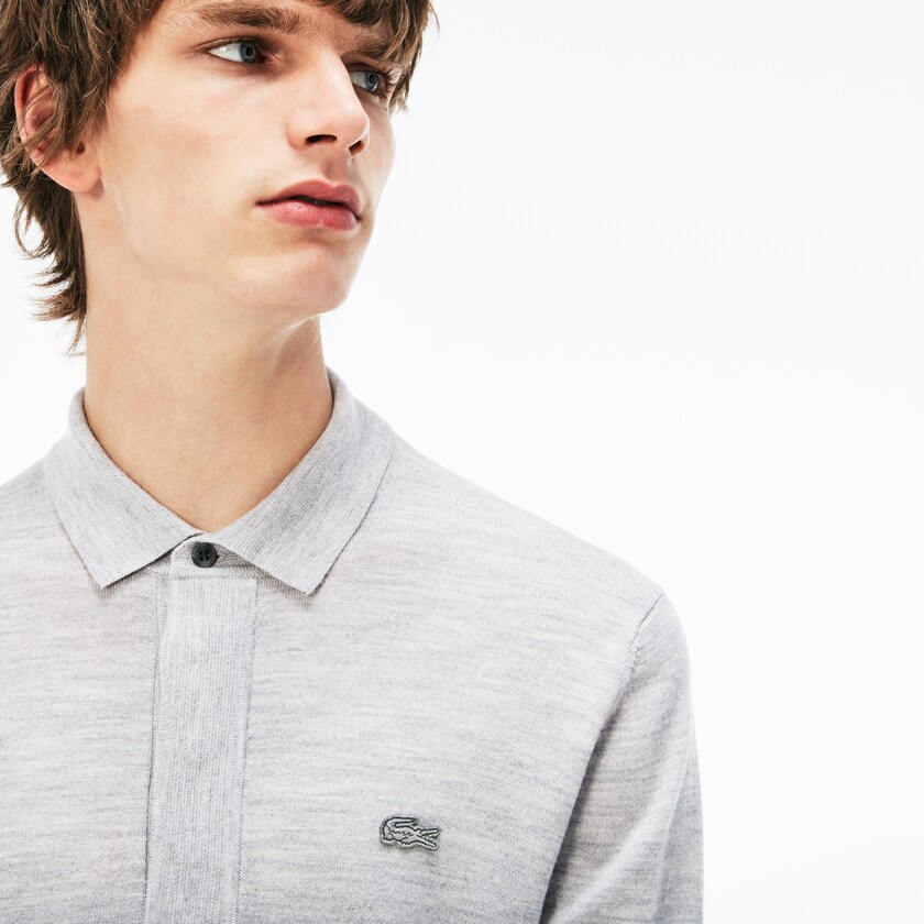 Suéteres Lacoste Masculino Cinzentas Wool Jersey OB7-98229Y2