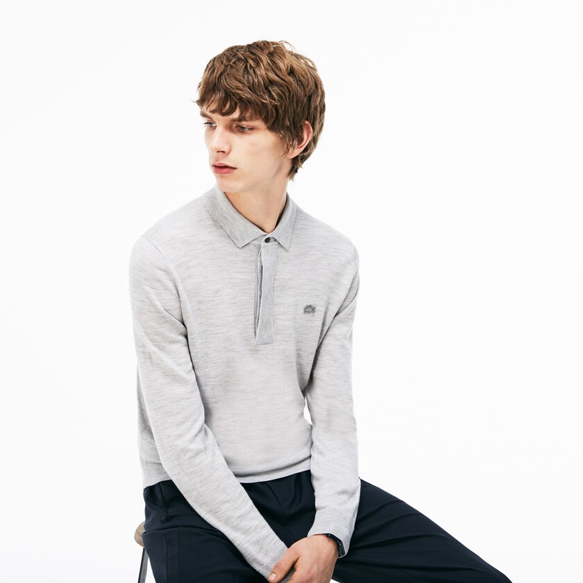 Suéteres Lacoste Masculino Cinzentas Wool Jersey OB7-98229Y2