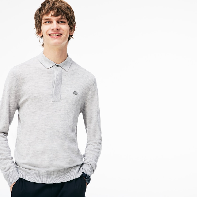 Suéteres Lacoste Masculino Cinzentas Wool Jersey OB7-98229Y2