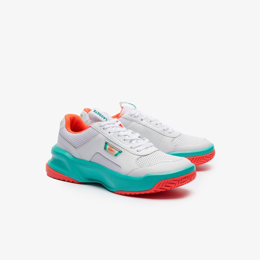 Tenis Lacoste Masculino Branco Turquesa Ace Lift Herringbone Leather KI3-54235T6