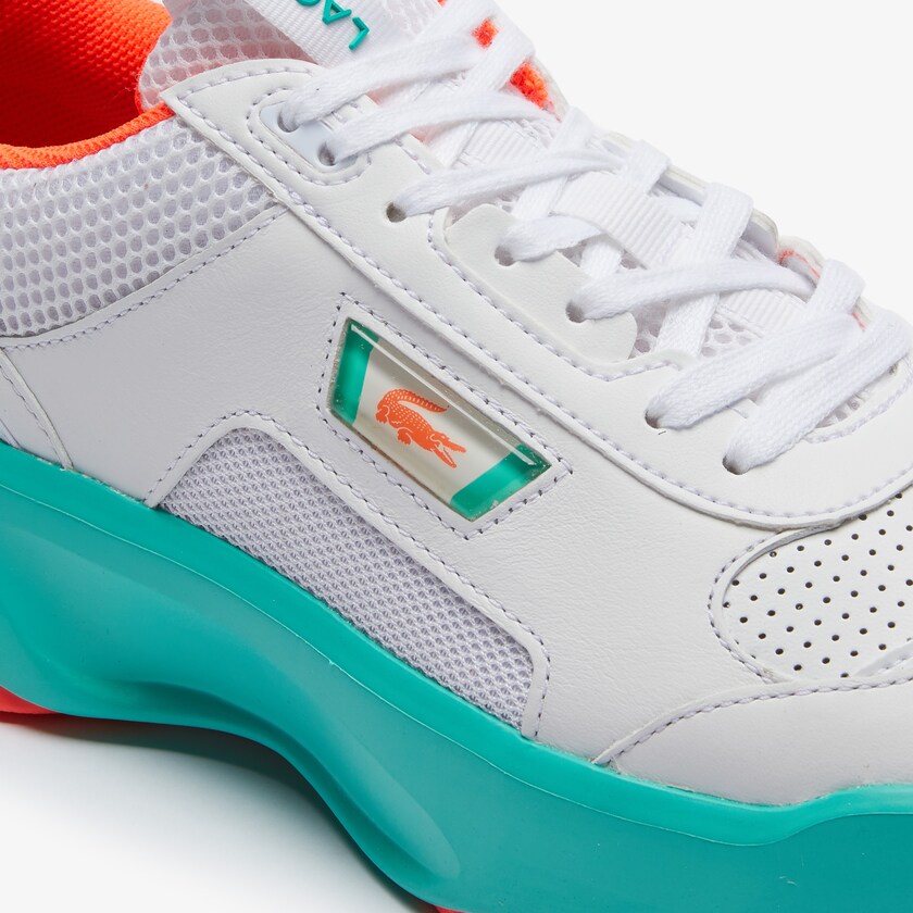 Tenis Lacoste Masculino Branco Turquesa Ace Lift Herringbone Leather KI3-54235T6