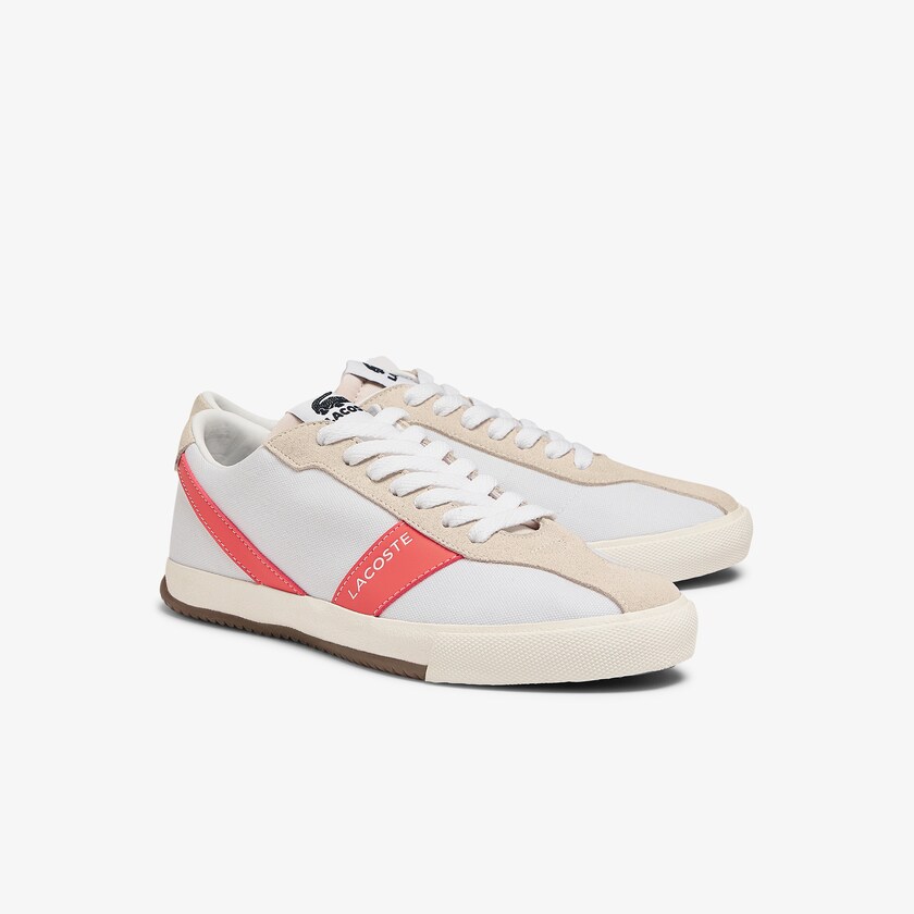 Tenis Lacoste Feminino Branco Bege Ball Net Canvas and Suede MC1-87408S6