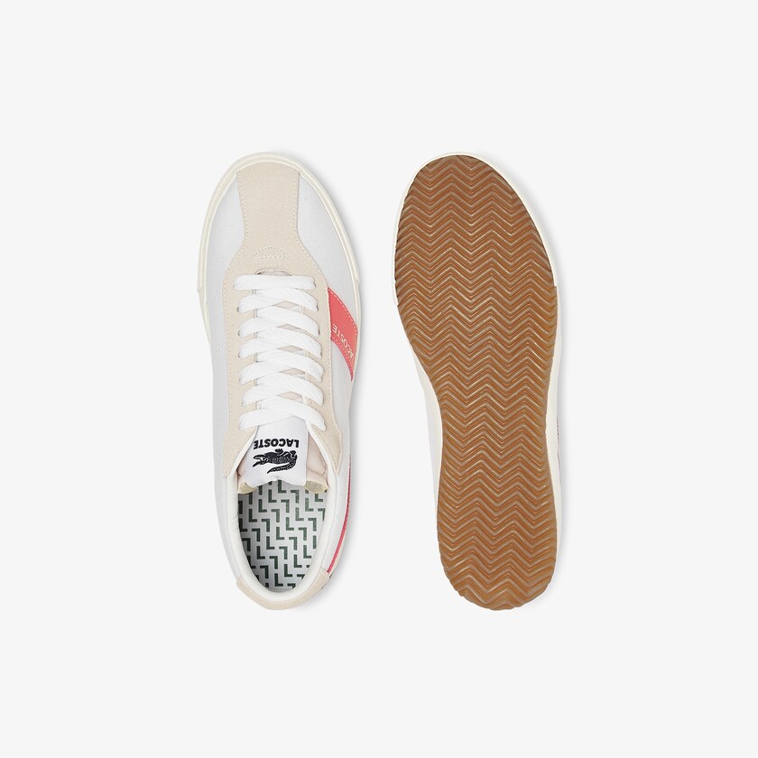 Tenis Lacoste Feminino Branco Bege Ball Net Canvas and Suede MC1-87408S6