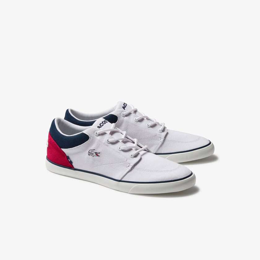Tenis Lacoste Masculino Branco Azul Marinho Vermelhas Bayliss Canvas MC8-35053F9