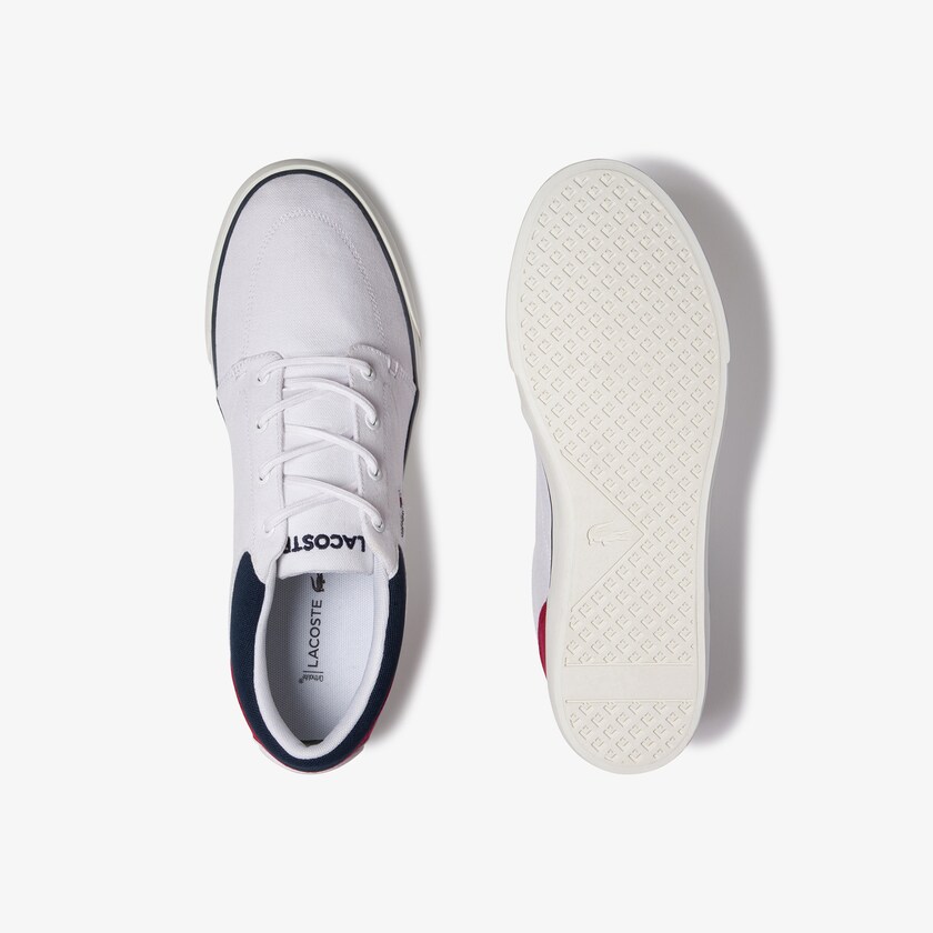Tenis Lacoste Masculino Branco Azul Marinho Vermelhas Bayliss Canvas MC8-35053F9