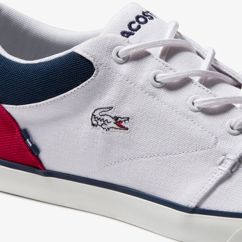 Tenis Lacoste Masculino Branco Azul Marinho Vermelhas Bayliss Canvas MC8-35053F9