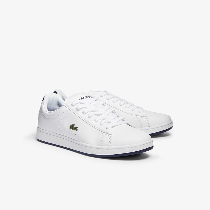 Tenis Lacoste Masculino Branco Azul Marinho Carnaby Evo Leather BG0-15201B9