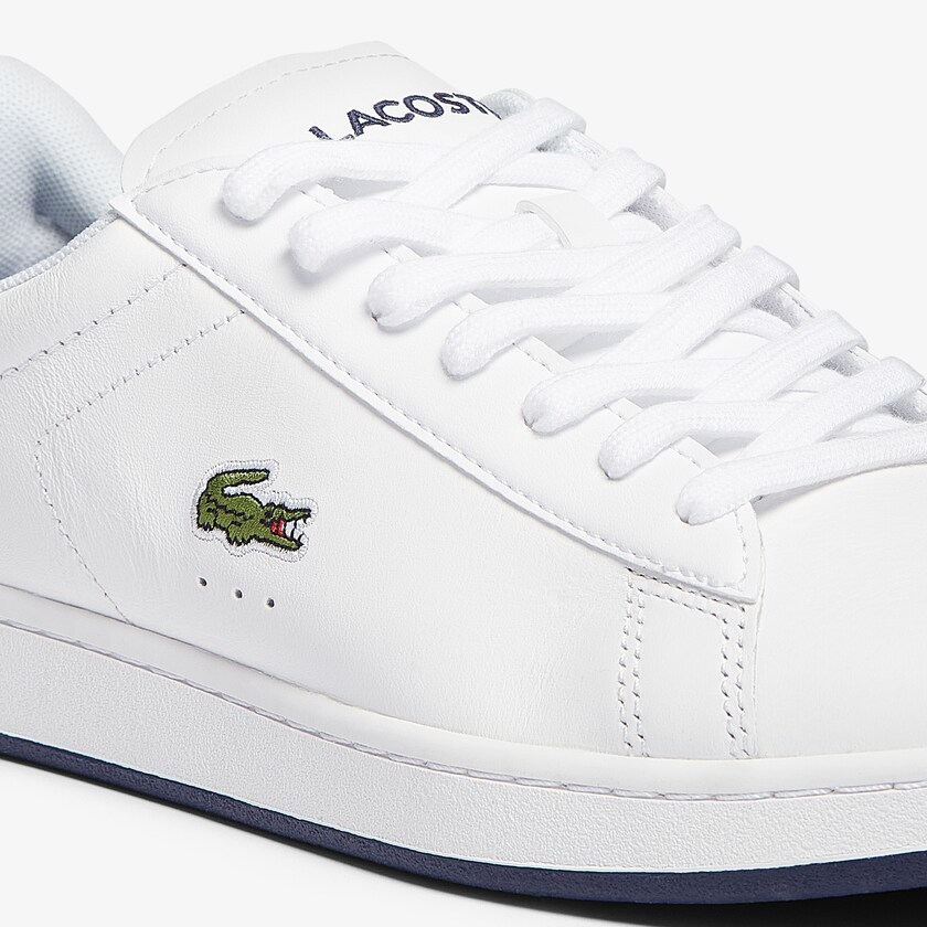Tenis Lacoste Masculino Branco Azul Marinho Carnaby Evo Leather BG0-15201B9