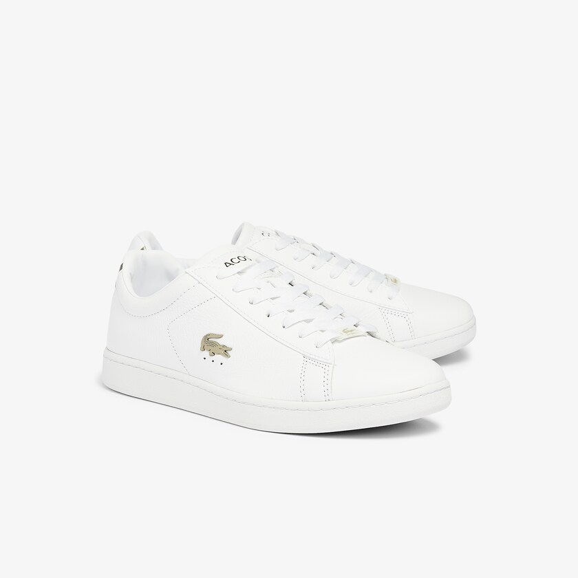 Tenis Lacoste Masculino Branco Branco Carnaby Evo Leather Platinum HW8-00070K9
