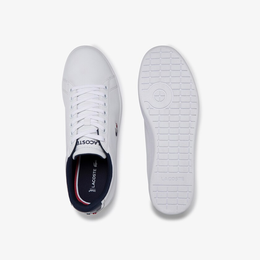 Tenis Lacoste Masculino Branco Azul Marinho Vermelhas Carnaby Evo Leather and Synthetic RX4-17131W7