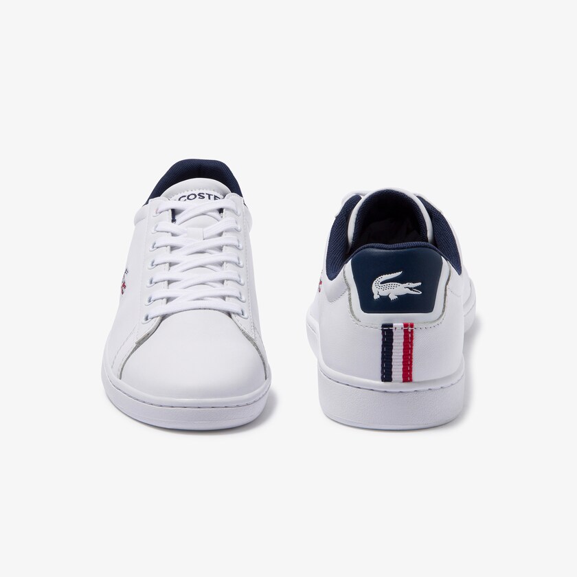 Tenis Lacoste Masculino Branco Azul Marinho Vermelhas Carnaby Evo Leather and Synthetic RX4-17131W7