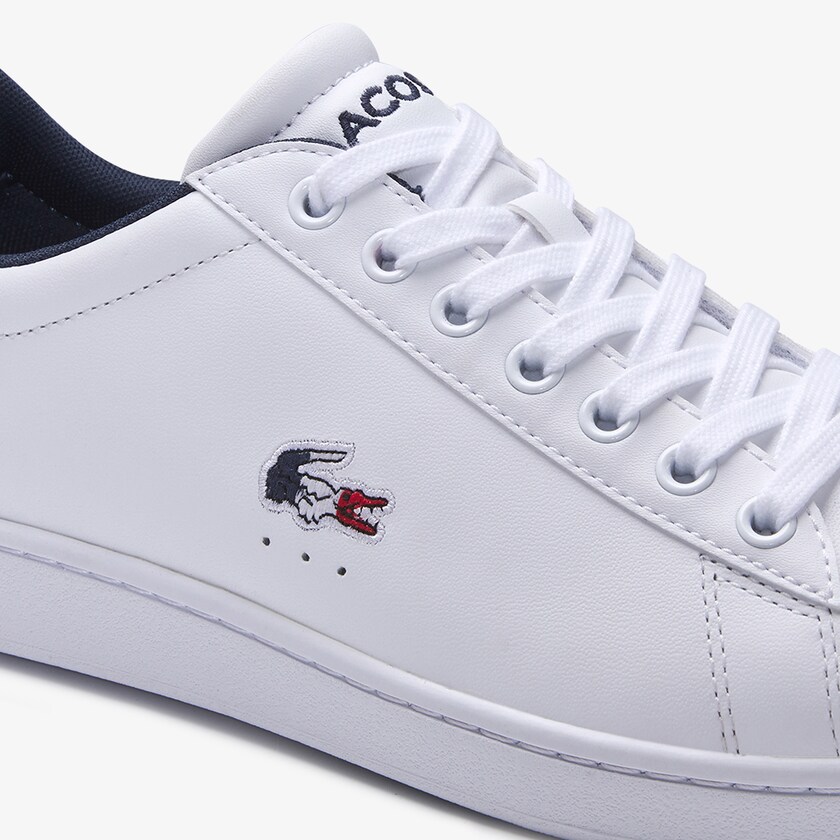 Tenis Lacoste Masculino Branco Azul Marinho Vermelhas Carnaby Evo Leather and Synthetic RX4-17131W7