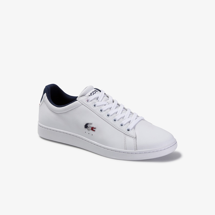 Tenis Lacoste Masculino Branco Azul Marinho Vermelhas Carnaby Evo Leather and Synthetic RX4-17131W7