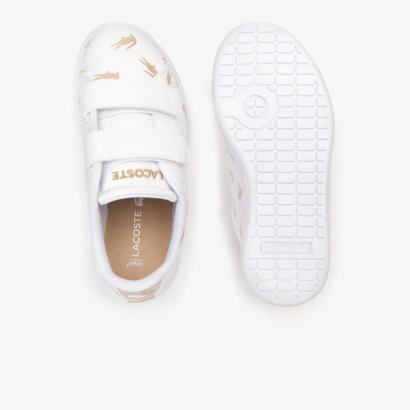 Tenis Lacoste Criança Branco Douradas Carnaby Evo Synthetic with Multi-Croc Prints EY2-81658U4