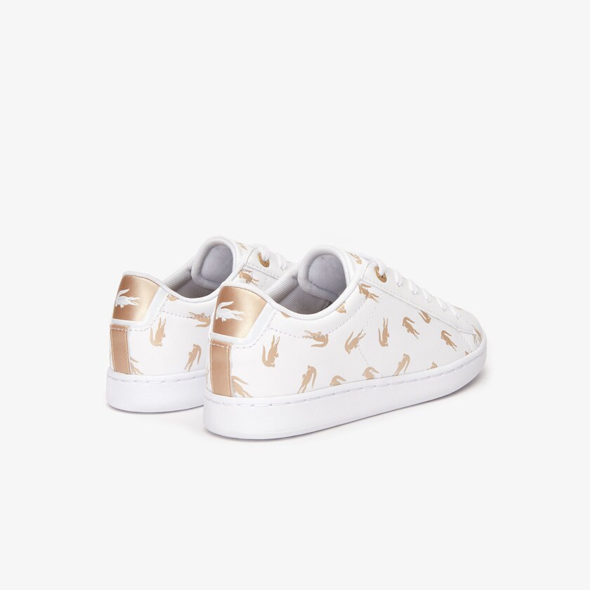 Tenis Lacoste Criança Branco Douradas Carnaby Metallic Crocodile Sneaker AY5-82228K9
