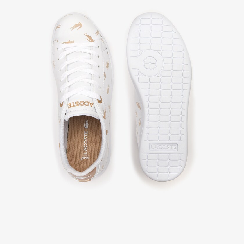 Tenis Lacoste Criança Branco Douradas Carnaby Metallic Crocodile Sneaker AY5-82228K9