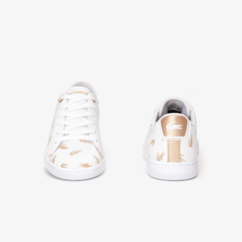 Tenis Lacoste Criança Branco Douradas Carnaby Metallic Crocodile Sneaker AY5-82228K9
