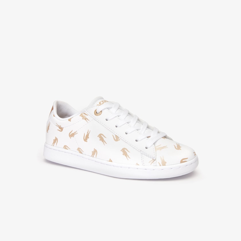 Tenis Lacoste Criança Branco Douradas Carnaby Metallic Crocodile Sneaker AY5-82228K9