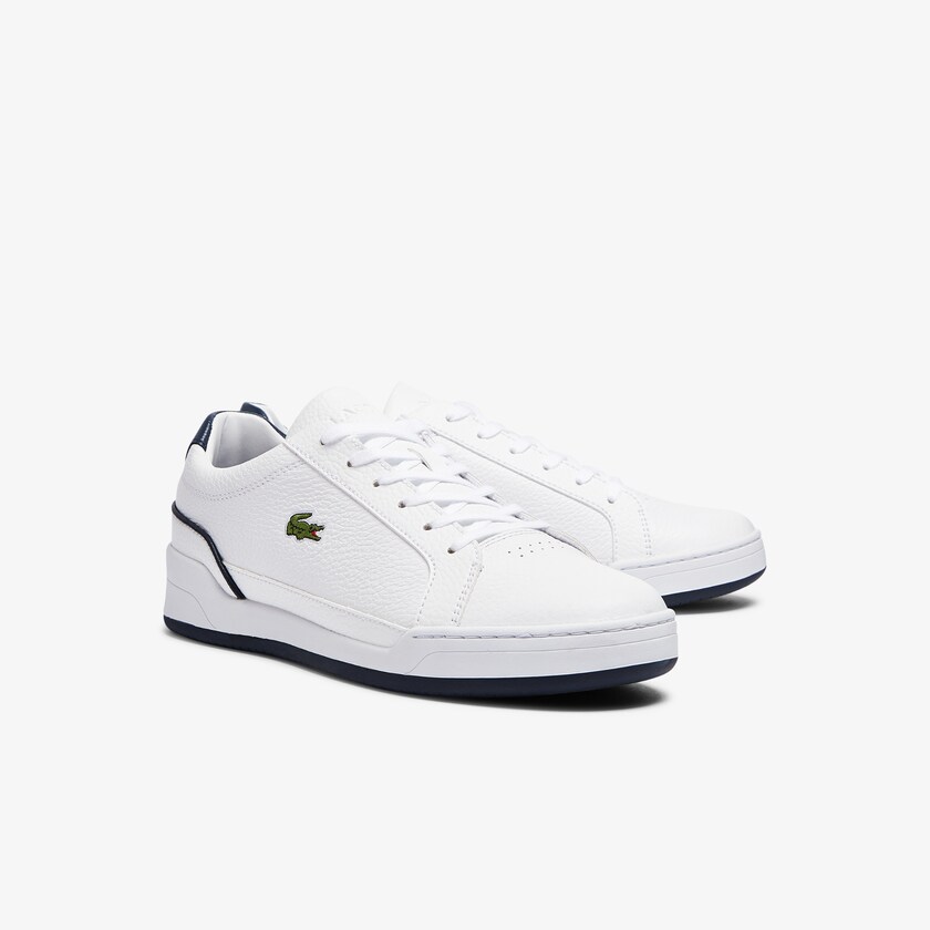 Tenis Lacoste Masculino Branco Azul Marinho Challenge Leather YW2-90389H2