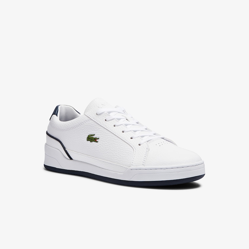 Tenis Lacoste Masculino Branco Azul Marinho Challenge Leather YW2-90389H2