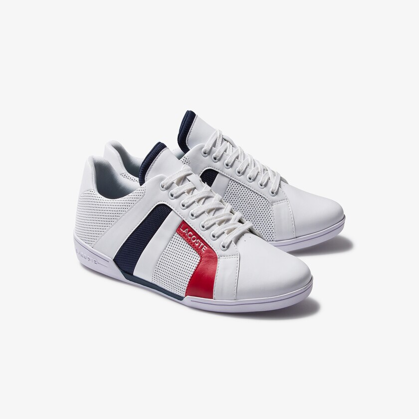 Tenis Lacoste Masculino Branco Azul Marinho Chaymon Club Leather and Mesh CM3-05880W7