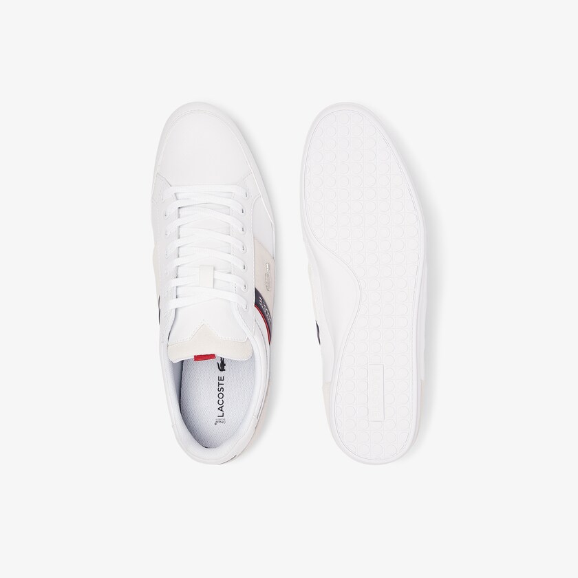 Tenis Lacoste Masculino Branco Azul Marinho Chaymon Leather and Suede GE5-15691W0