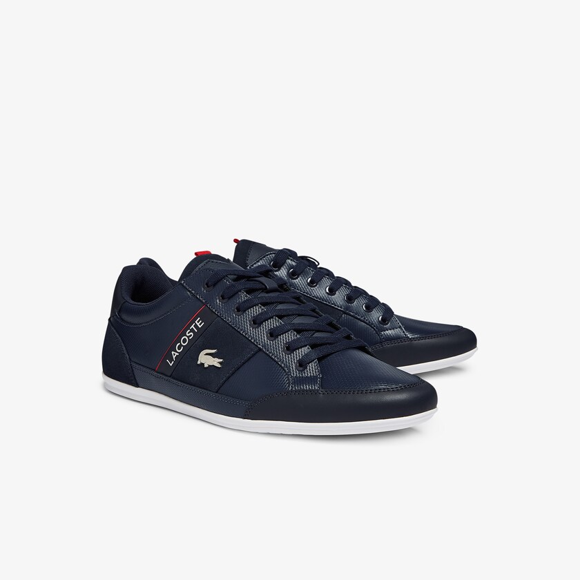Tenis Lacoste Masculino Azul Marinho Branco Chaymon Leather and Suede EJ2-96639K1