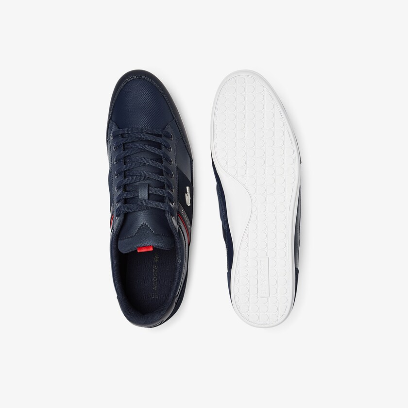 Tenis Lacoste Masculino Azul Marinho Branco Chaymon Leather and Suede EJ2-96639K1
