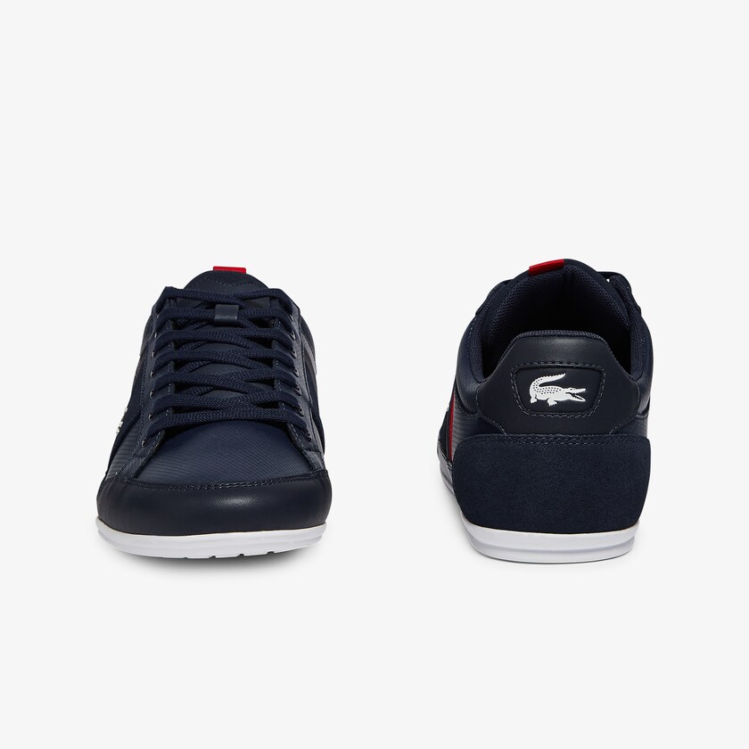 Tenis Lacoste Masculino Azul Marinho Branco Chaymon Leather and Suede EJ2-96639K1
