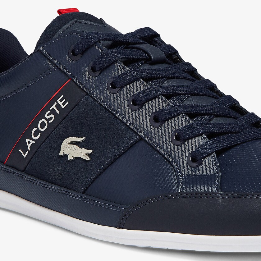 Tenis Lacoste Masculino Azul Marinho Branco Chaymon Leather and Suede EJ2-96639K1