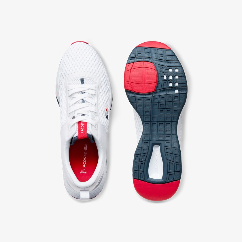 Tenis Lacoste Masculino Branco Azul Marinho Vermelhas Court-Drive Textured Textile EN3-22302G0