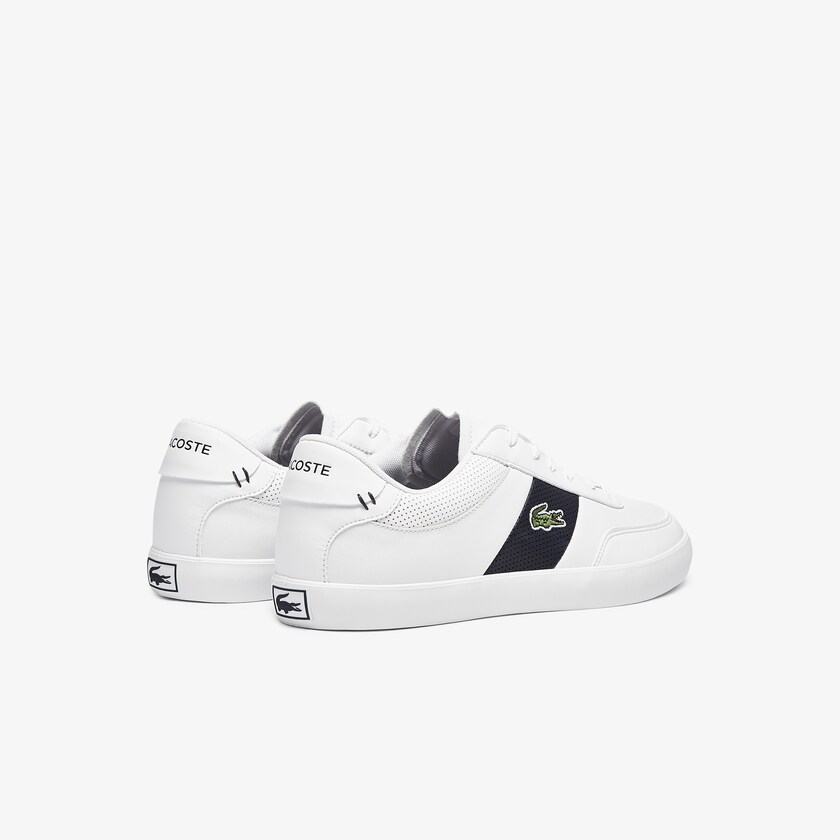 Tenis Lacoste Masculino Branco Azul Marinho Court-Master Leather and Synthetic Perforated IN9-23672W2