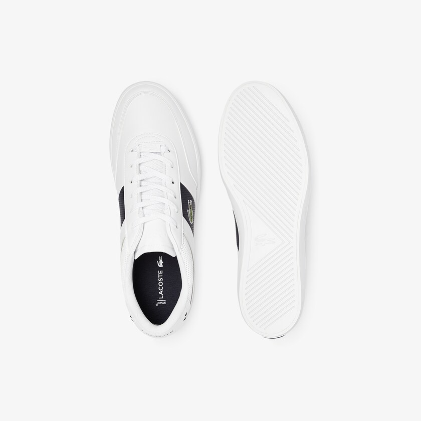 Tenis Lacoste Masculino Branco Azul Marinho Court-Master Leather and Synthetic Perforated IN9-23672W2