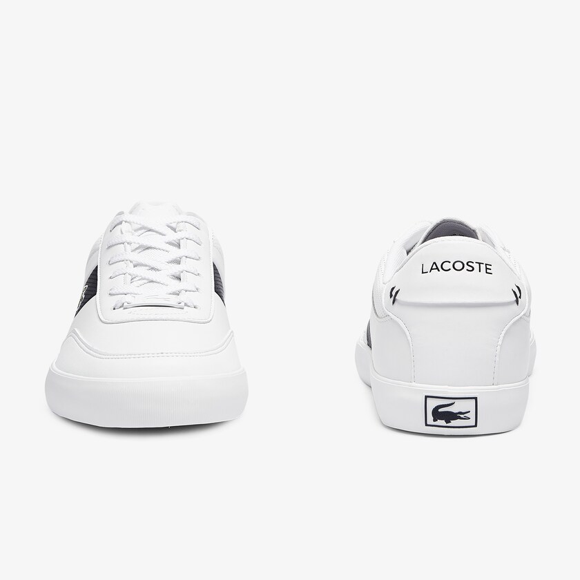 Tenis Lacoste Masculino Branco Azul Marinho Court-Master Leather and Synthetic Perforated IN9-23672W2