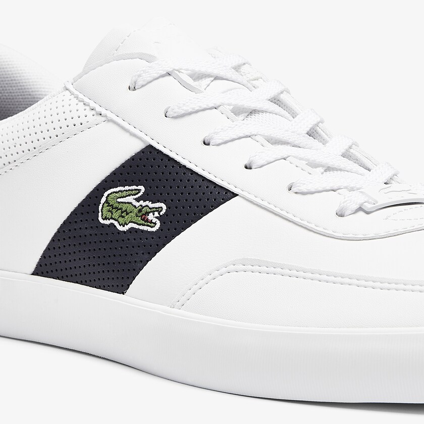 Tenis Lacoste Masculino Branco Azul Marinho Court-Master Leather and Synthetic Perforated IN9-23672W2