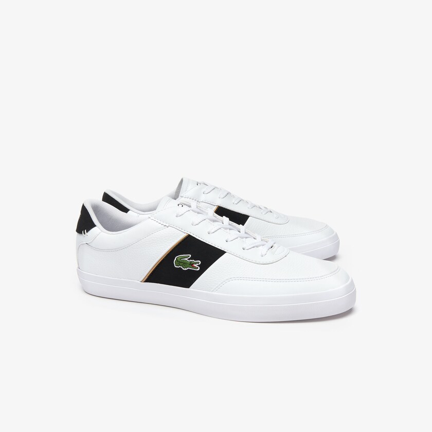Tenis Lacoste Masculino Branco Pretas Court-Master Tumbled Leather WR4-76647W1
