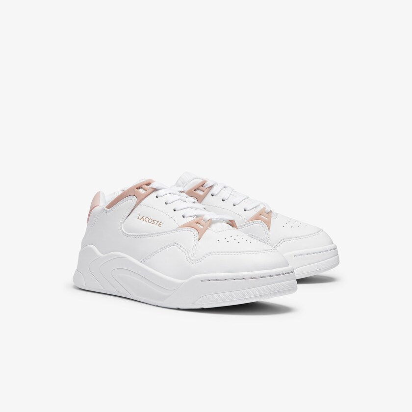 Tenis Lacoste Feminino Branco Rosa Court Slam Leather HV9-56245R2