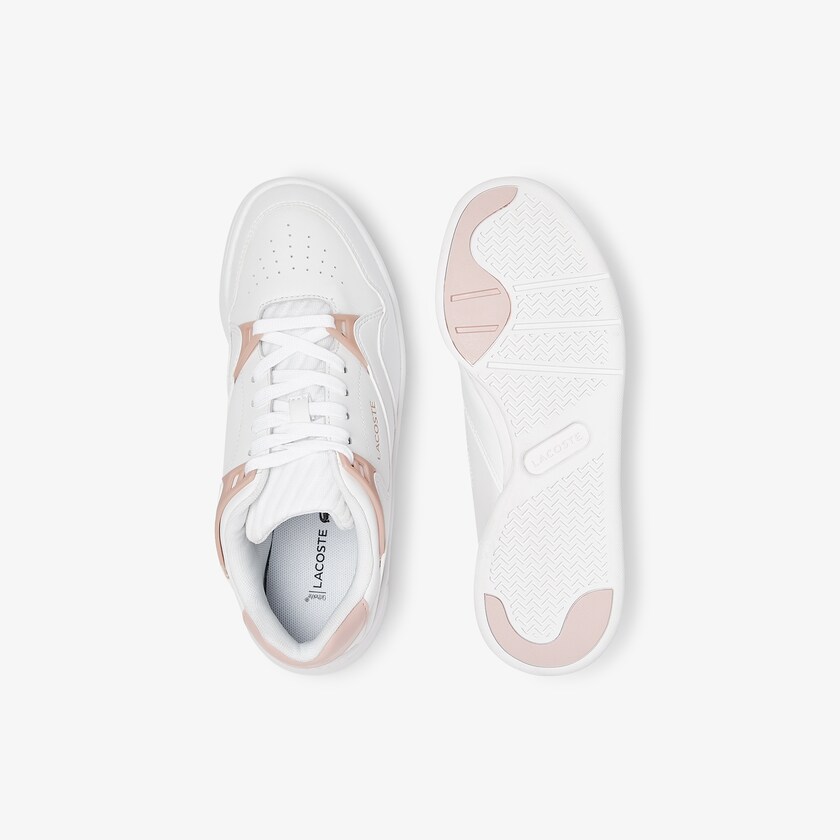 Tenis Lacoste Feminino Branco Rosa Court Slam Leather HV9-56245R2