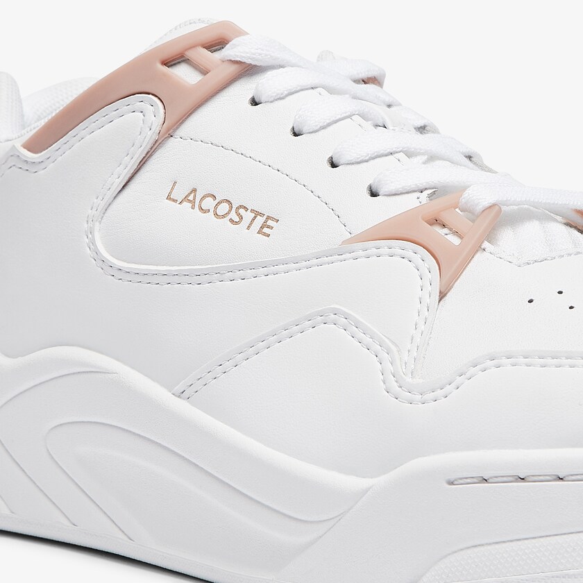 Tenis Lacoste Feminino Branco Rosa Court Slam Leather HV9-56245R2