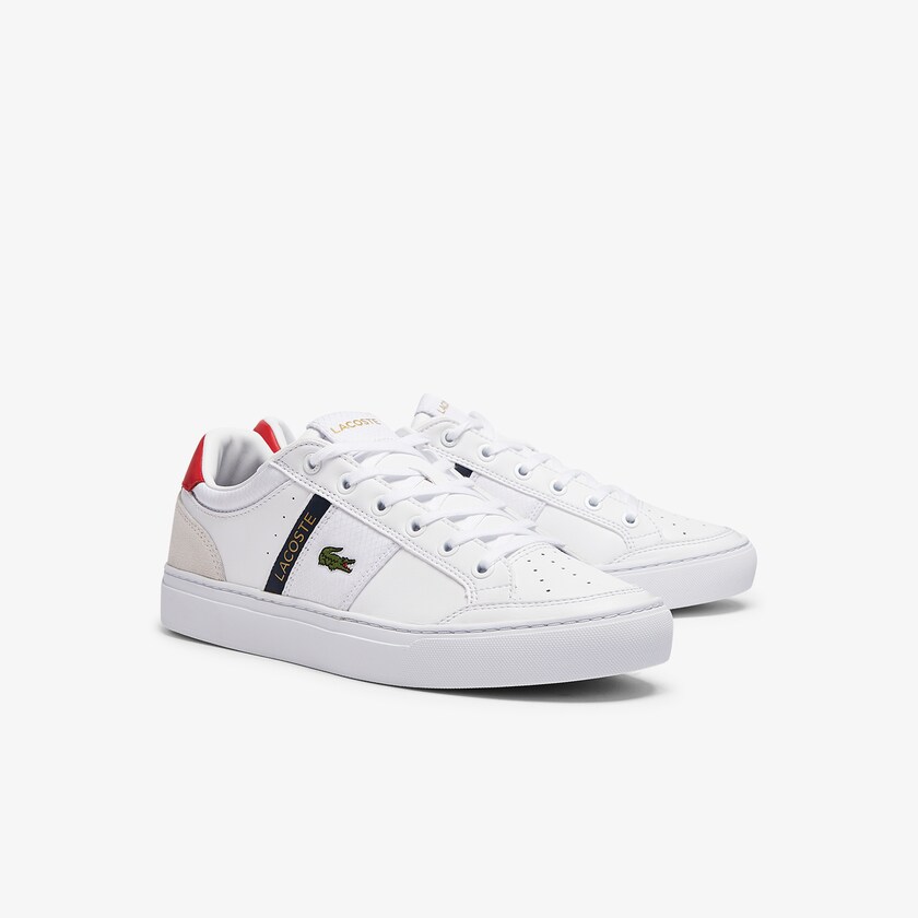 Tenis Lacoste Masculino Branco Bege Courtline Leather and Textile WR2-53955N5