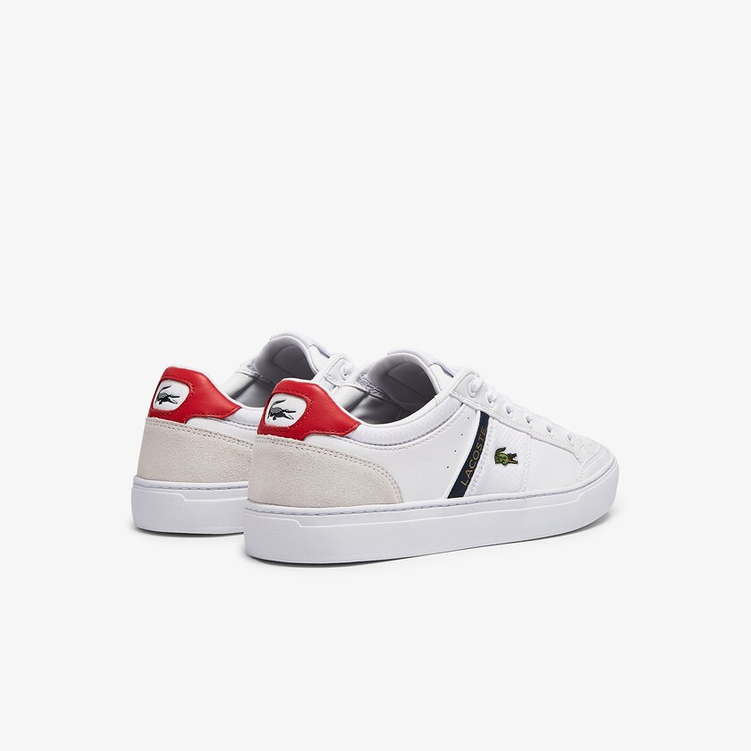 Tenis Lacoste Masculino Branco Bege Courtline Leather and Textile WR2-53955N5