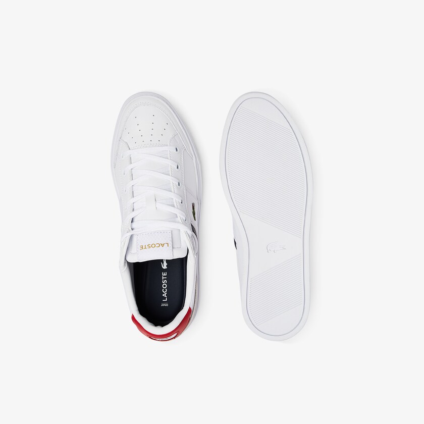 Tenis Lacoste Masculino Branco Bege Courtline Leather and Textile WR2-53955N5