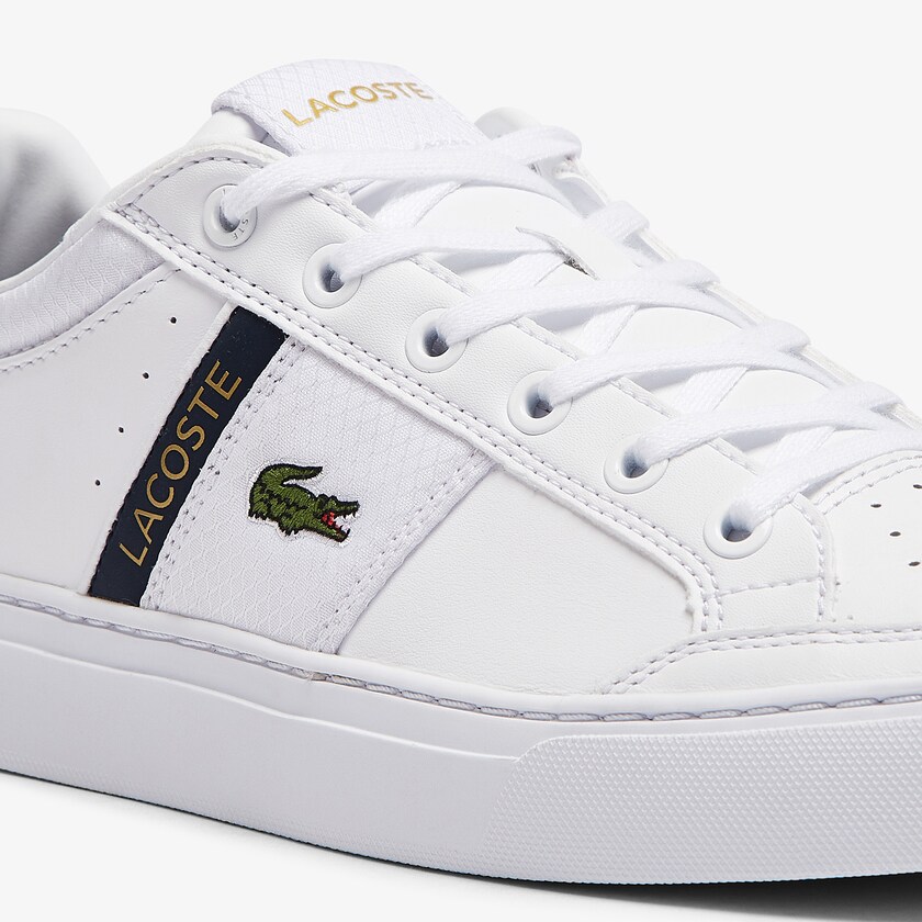 Tenis Lacoste Masculino Branco Bege Courtline Leather and Textile WR2-53955N5