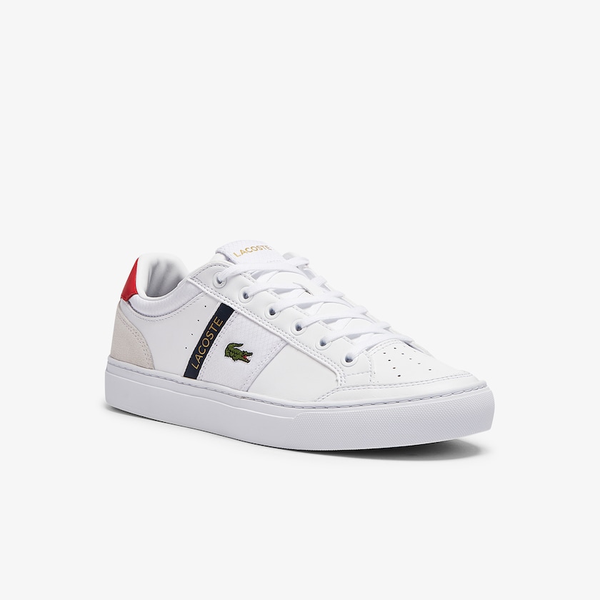 Tenis Lacoste Masculino Branco Bege Courtline Leather and Textile WR2-53955N5