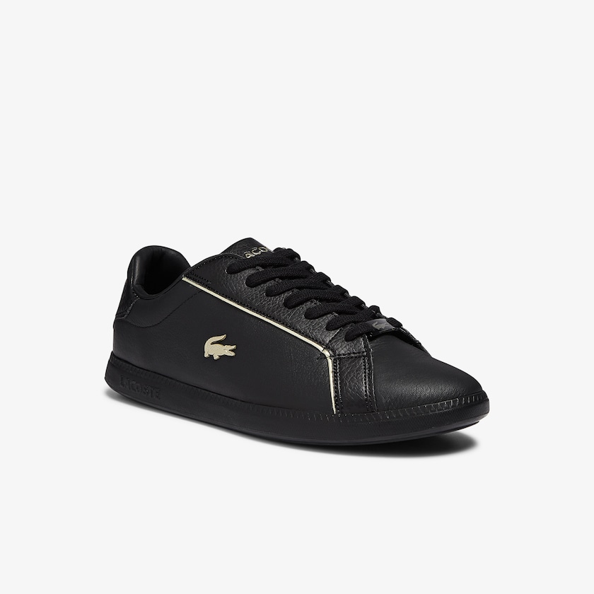 Tenis Lacoste Feminino Pretas Graduate Leather Metallic Detailing DH7-57575R4