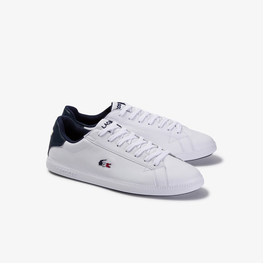 Tenis Lacoste Masculino Branco Bege Graduate Tricolore Leather and Synthetic EH0-17891C1